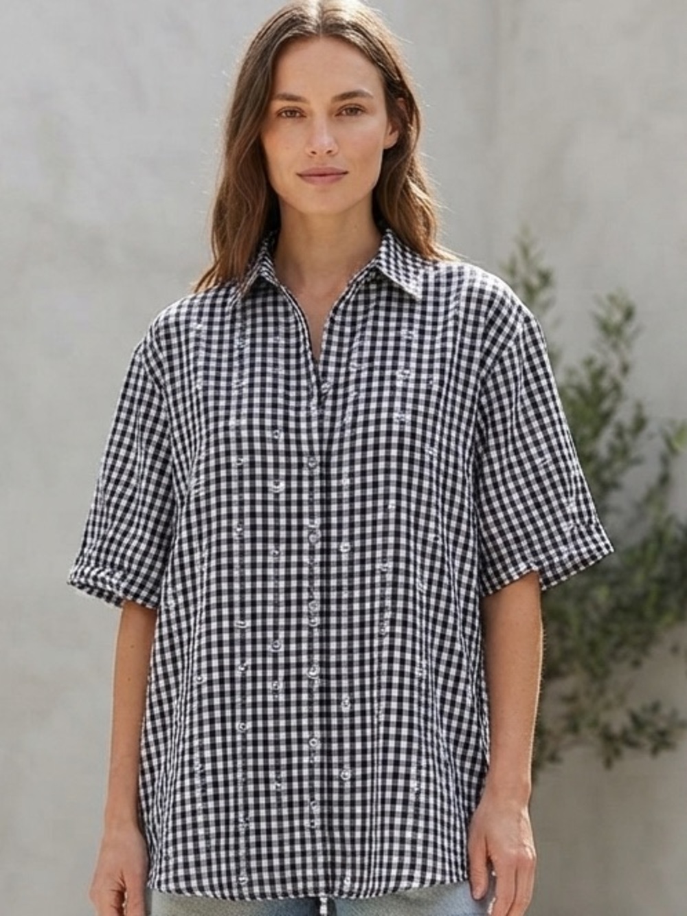 Dear John Black and White Gingham Button-Down Shirt
